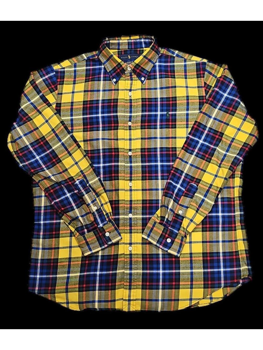 Ralph Lauren Classic Fit Performance Flannel Shirt L Plaid Multicolor - Preowned
